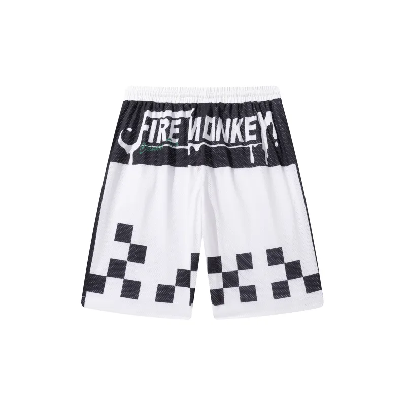 FireMonkey Basketball Shorts Unisex Black White-1
