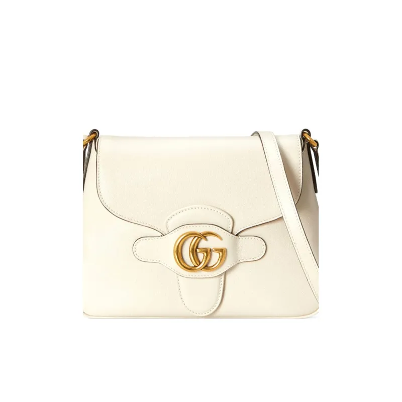 GUCCI Leather Messenger Bag Shoulder Bag Crossbody Bag Small Size Women's White-7