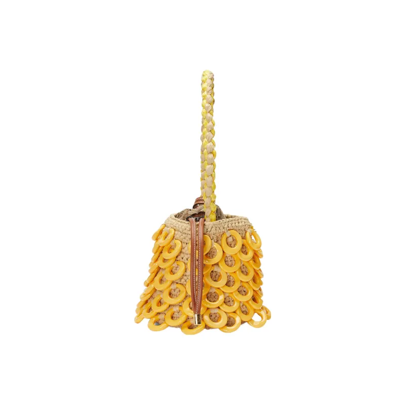 GUCCI Raffia Handbag Mini Women's Yellow-4