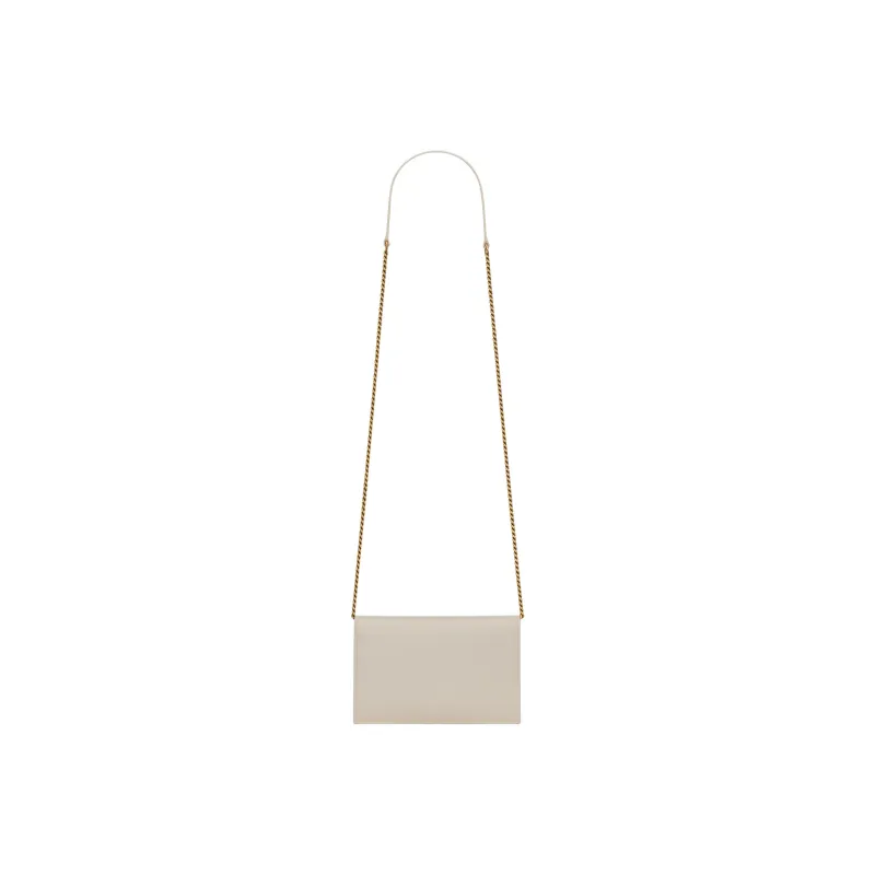 SAINT LAURENT Sheepskin Shoulder Bag Crossbody Bag Wallet Women's White-3