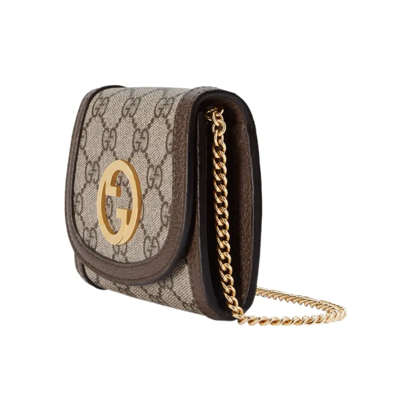 GUCCI Blondie Canvas With Leather Shoulder Bag, Crossbody Bag, Wallet Medium Size Women's Beige & Ebony-1