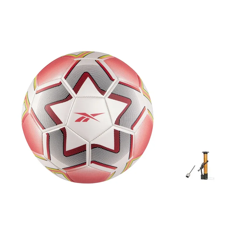 Reebok Size 5 Ball Soccer PVC Machine Stitched Soccer Ball Unisex White Red-0