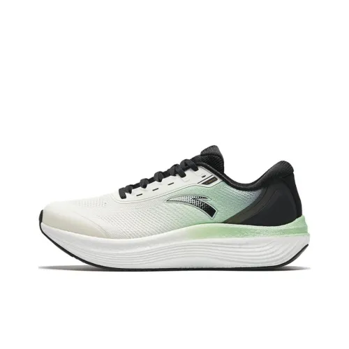 ANTA Running Shoes Men Low-Top Ivory White/Black/Long Green