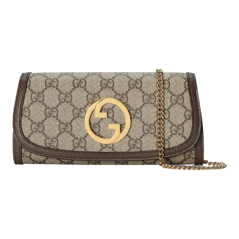 GUCCI Blondie Canvas With Leather Shoulder Bag Crossbody Bag Wallets Regular Women's Beige And Ebony-0