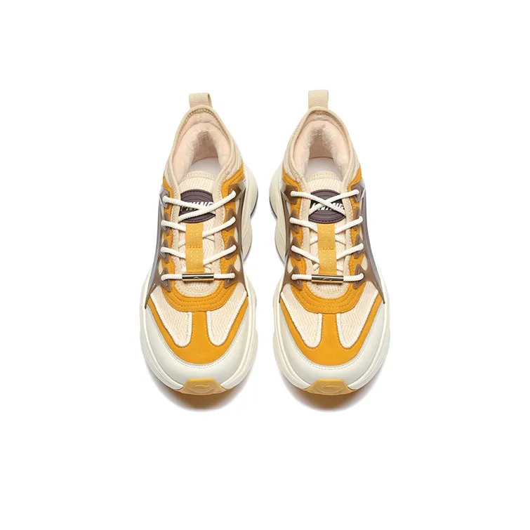 LI NING 1990 Classic Collection Anti Slip Wear Resistant Low Top Sports Casual Shoes Women's Yellow-2