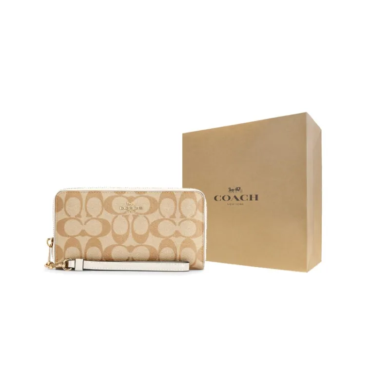 Coach Long Zip Around Wallet in Signature Canvas-5
