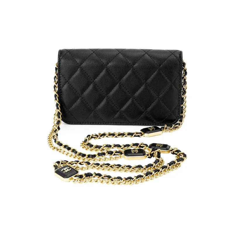 CHANEL Sheepskin Handheld Shoulder Bag, Crossbody Bag Women's Black-3