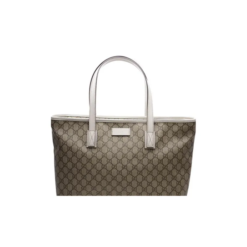 GUCCI PVC Tote Canvas Bag One Shoulder Handbag Women's Ebony/White-4