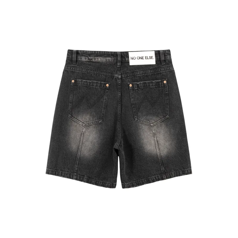 NO ONE ELSE Denim Shorts Unisex Black-1