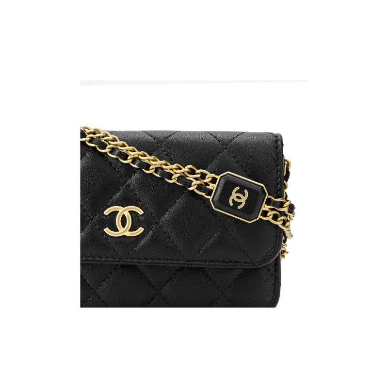 CHANEL Sheepskin Handheld Shoulder Bag, Crossbody Bag Women's Black-5