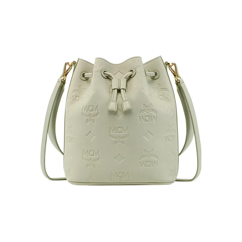 MCM Leather Shoulder Bag Crossbody Bag Handbags Medium Size Women's Green-0