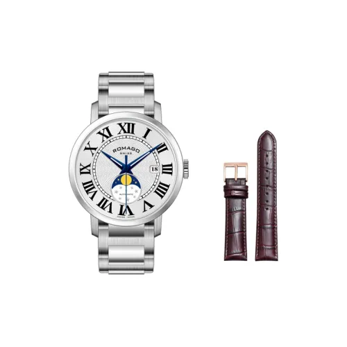 ROMAGO Precision Moon Phase Collection Automatic Mechanical Movement Men's Watches Watch 41*49mm White Dial RM103 SV