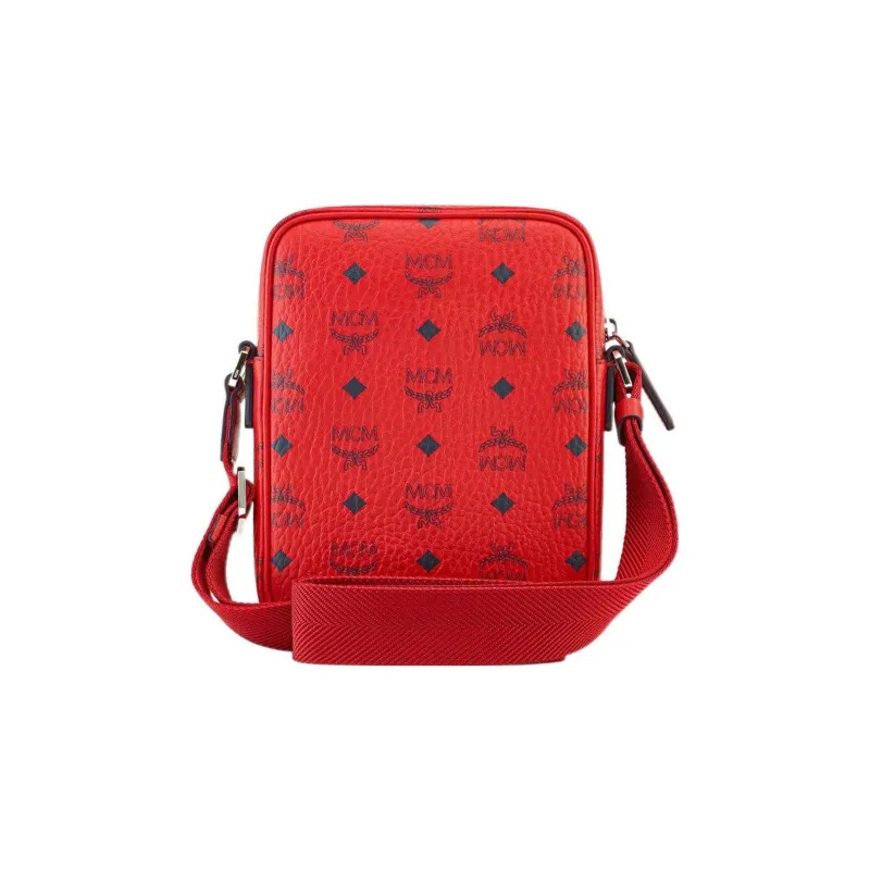 MCM Leather Messenger Bag Shoulder Bag Crossbody Bag Mini Women's Red-2