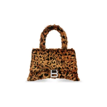 Balenciaga Hourglass Faux Fur Hourglass Bag, Shoulder Bag, Crossbody Bag, Handbag Small Size Women's Brown