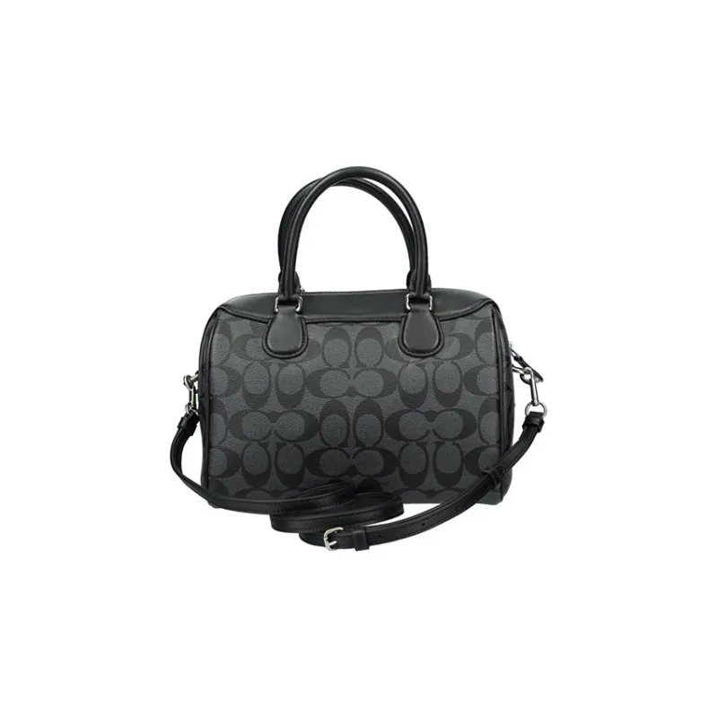 COACH Bennett With Leather Boston Bag, Shoulder Bag, Crossbody Bag, Handbag Medium Size Women's Black-3