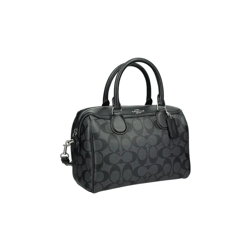 COACH Bennett With Leather Boston Bag, Shoulder Bag, Crossbody Bag, Handbag Medium Size Women's Black-1