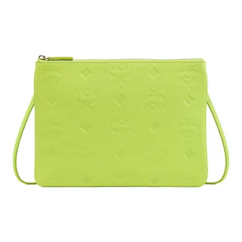 MCM Leather Handheld Shoulder Bag Crossbody Bag Medium Size Women's Green