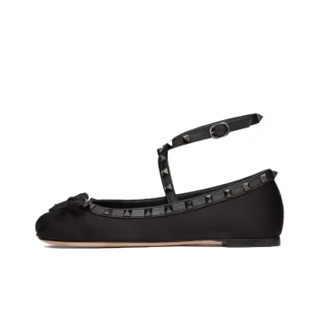 Valentino Garavani Rockstud Satin Ballerina Shoes