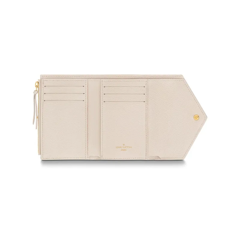 LOUIS VUITTON Leather Victoria Wallet Women's Beige-4