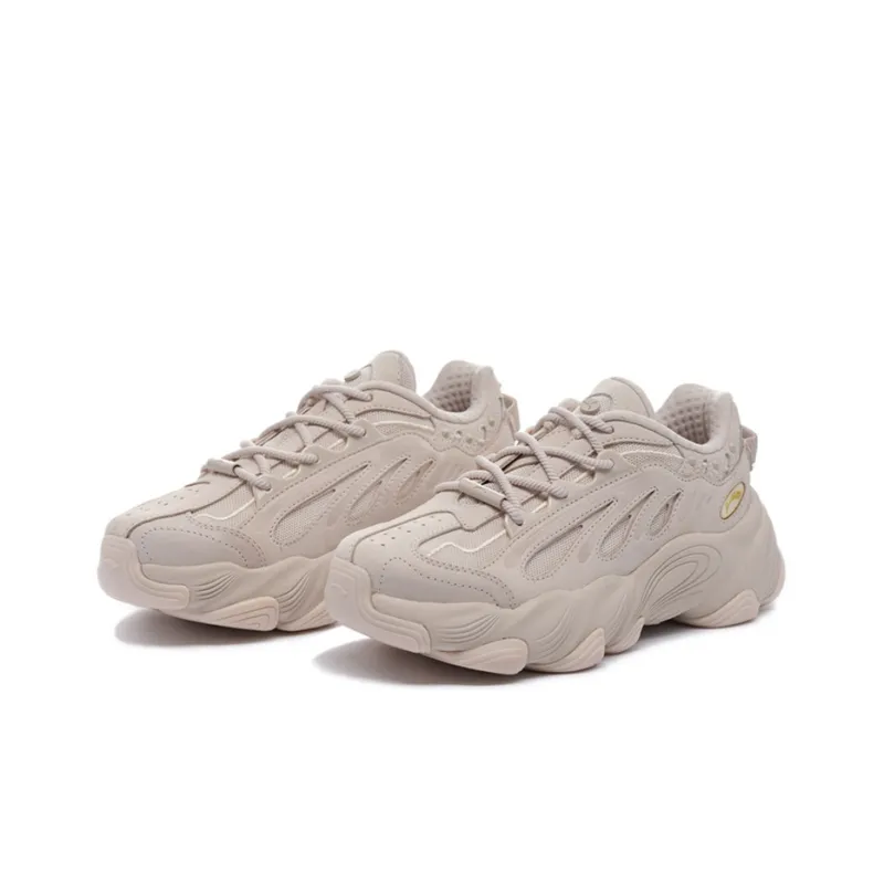 LI NING 1990 Anti Slip Wear Resistant Low Top Sports Casual Shoes Women's Light Gray Pink-1