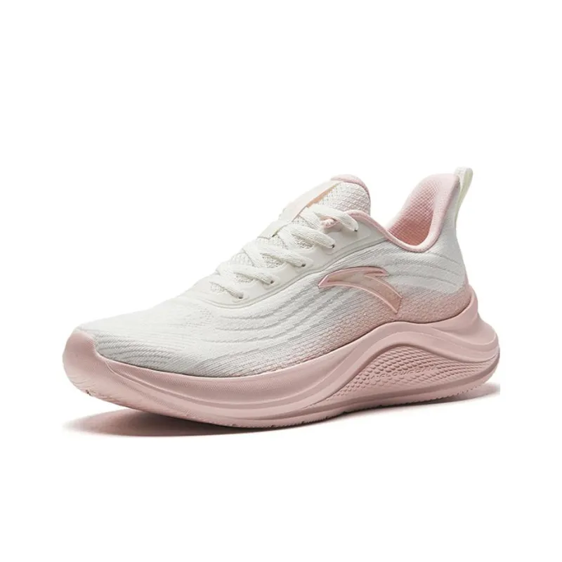 Anta Anti Slip Wear Resistant Low Top Casual Running Shoes Women's Ivory White Halo Pink-2