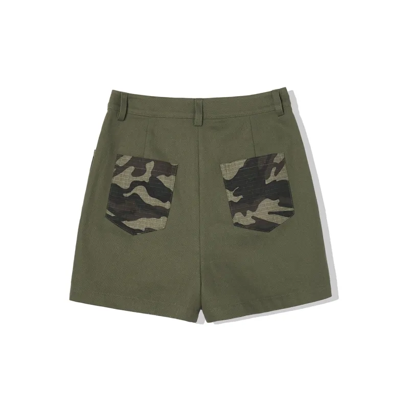 LA CRAWFISH Casual Shorts Women's Green Camouflage-1