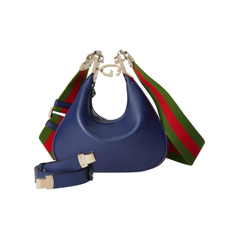 GUCCI Attache Leather Dumpling Bag Portable Crossbody Bag Shoulder Bag Small Size Women's Blue-2