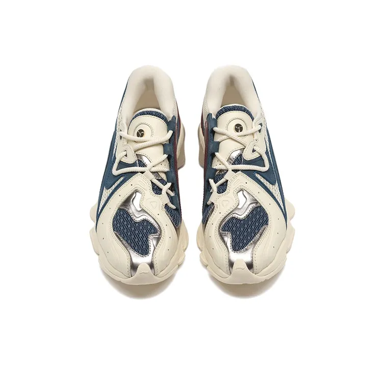 LI NING 1990 Lava Anti Slip Wear Resistant Low Top Casual Shoes Women's Yellow Blue Patchwork-2