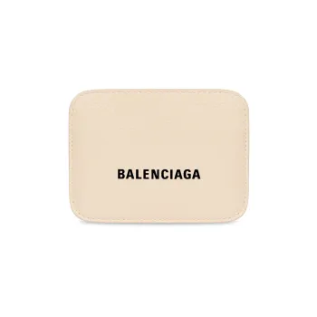 Balenciaga Cow Leather Card Holder Mini Women's Beige