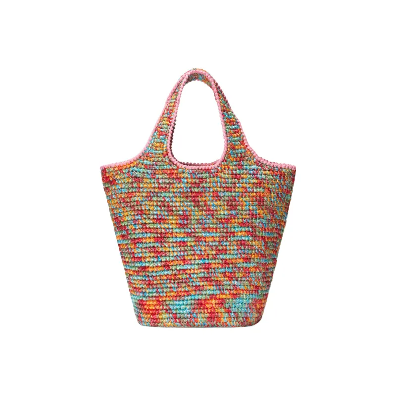 GUCCI Blondie Embroidered Applique Raffia Leaf Tote Bag Shopping Bag Handbag Mini Women's Multicolor-2