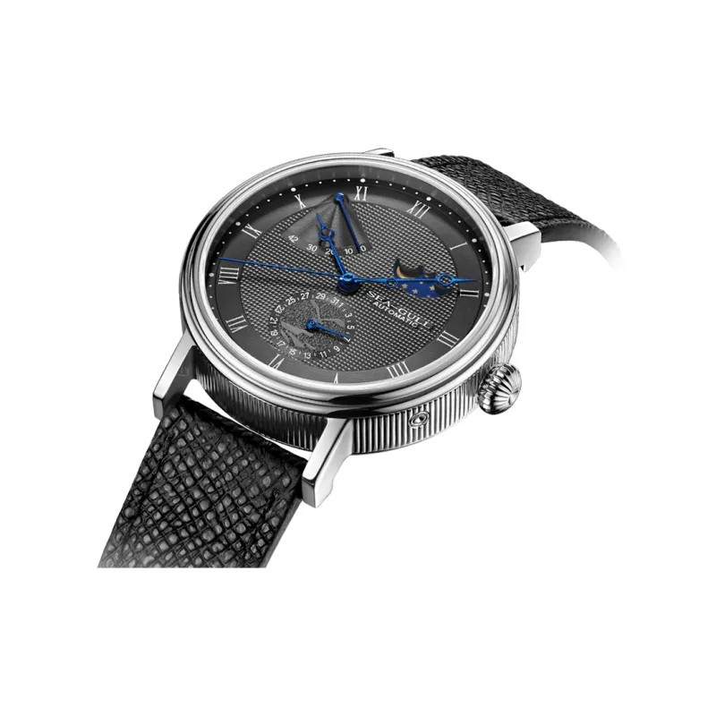 Sea Gull Automatic Mechanical Movement Genuine Leather Strap Watch Men's Watches Black Dial-1