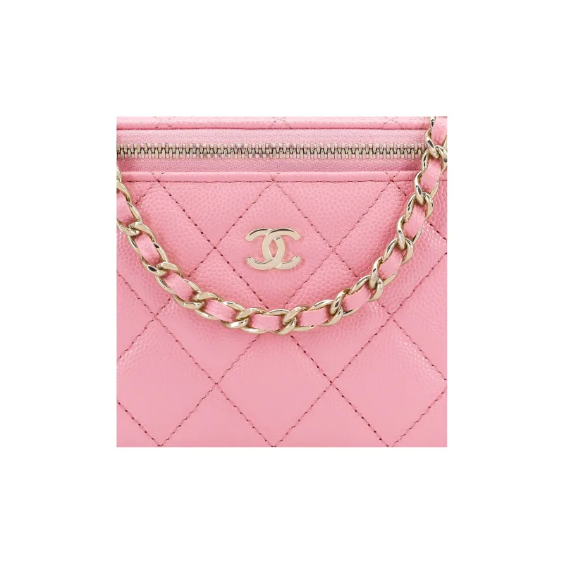 CHANEL 22c Early Spring Caviar Leather One Shoulder Handbag, Crossbody Bag Women's Pink-4