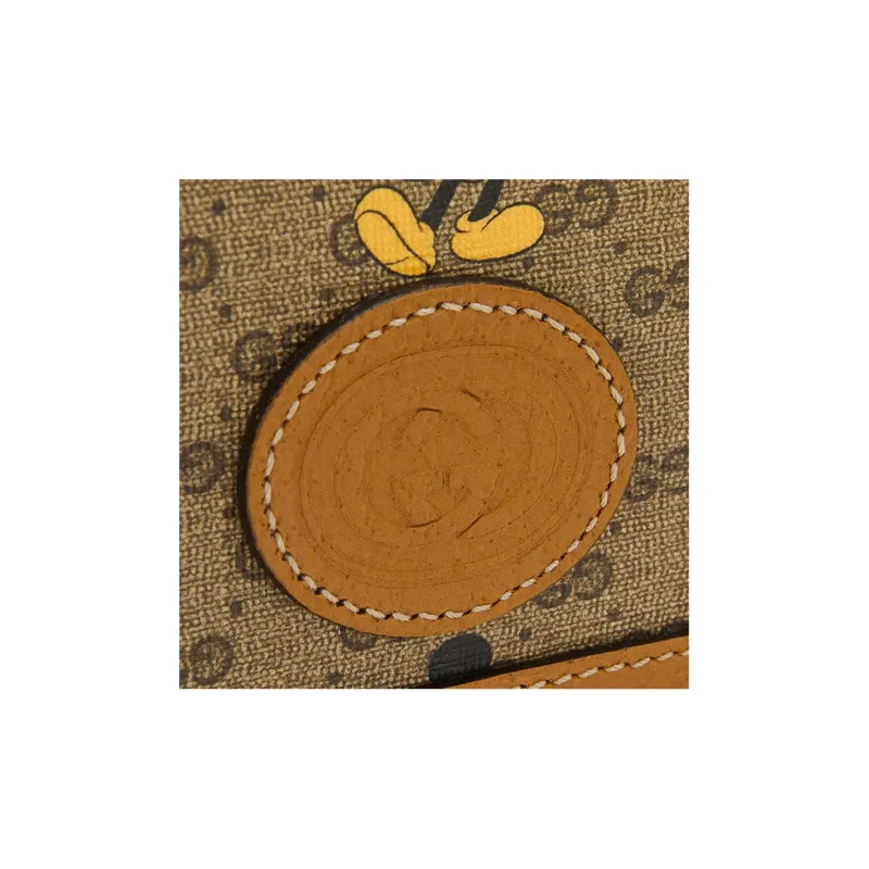 GUCCI Disney, Collaboration Canvas With Leather Wallet, Card Holder Regular Unisex Beige/Ebony/Brown-4