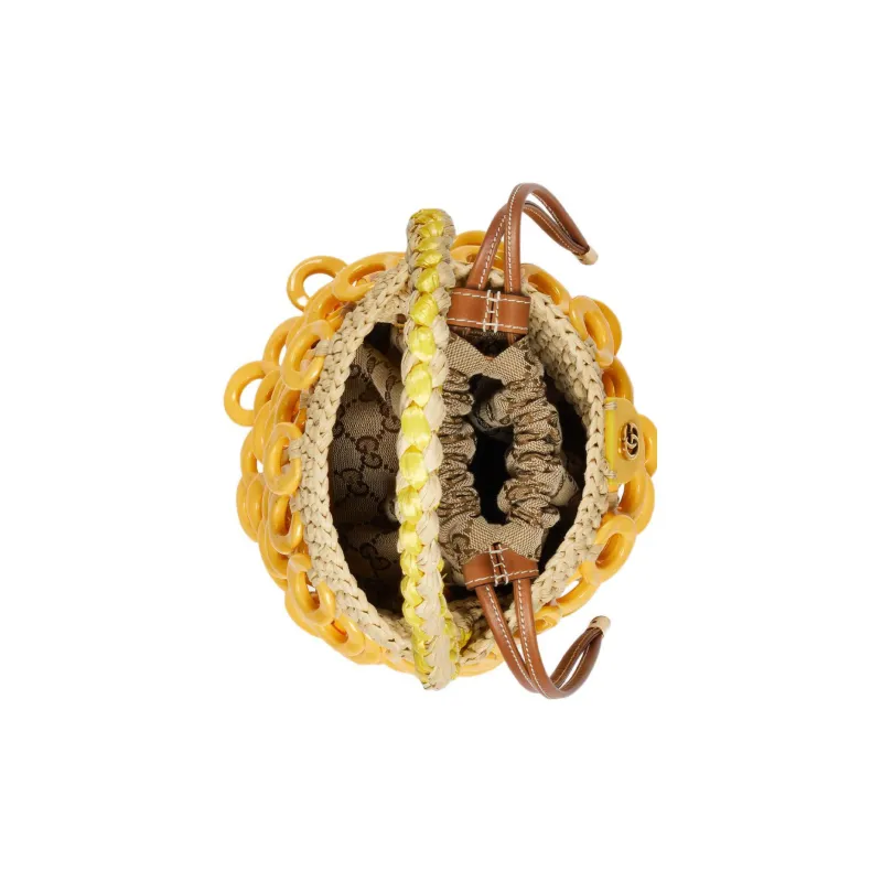 GUCCI Raffia Handbag Mini Women's Yellow-5
