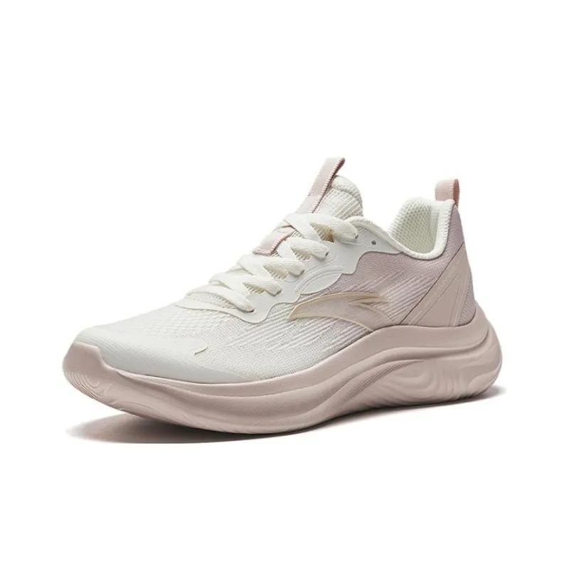 Anta Lingyun Anti Slip Wear Resistant Low Top Running Shoes Women's Ivory White Powder-2