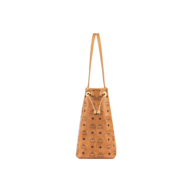MCM Liz Visetos Canvas With Leather Tote Bag Shopping Bag Shoulder Bags Medium Size Women's Brown-1