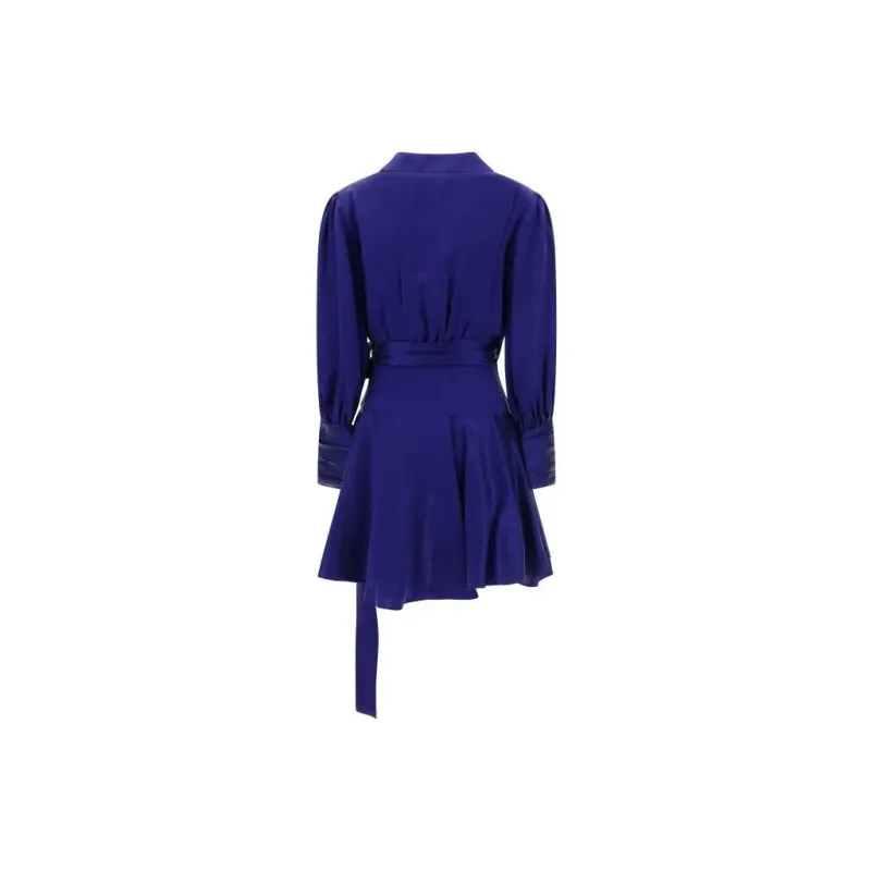 Zimmermann Ruched V-Neck Satin Wrap Mini Dress-1