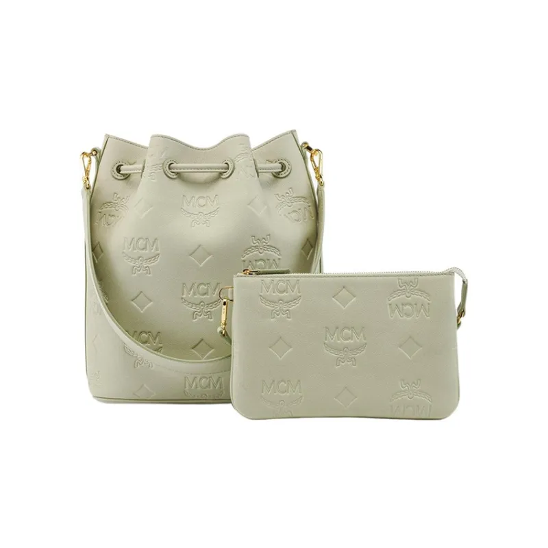 MCM Leather Shoulder Bag Crossbody Bag Handbags Medium Size Women's Green-1