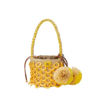GUCCI Raffia Handbag Mini Women's Yellow