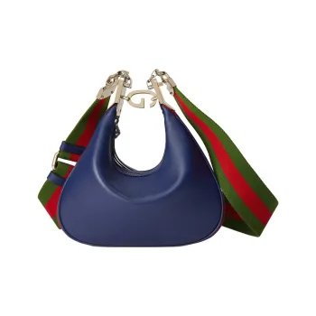 GUCCI Attache Leather Dumpling Bag Portable Crossbody Bag Shoulder Bag Small Size Women's Blue