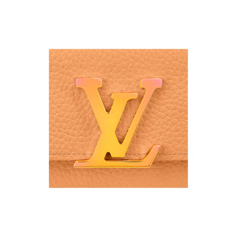 LOUIS VUITTON Capucines Taurillon Cow Leather KapSin Wallet Women's Apricot Orange-4