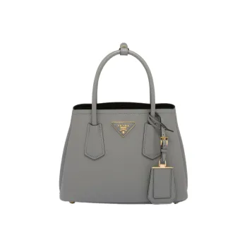 PRADA Double Leather Tote Bag Shopping Bag Shoulder Bag Crossbody Bag Handbag Mini Women's Gray