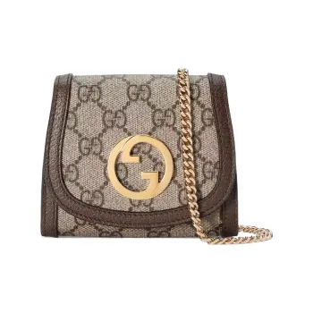 GUCCI Blondie Canvas With Leather Shoulder Bag, Crossbody Bag, Wallet Medium Size Women's Beige & Ebony