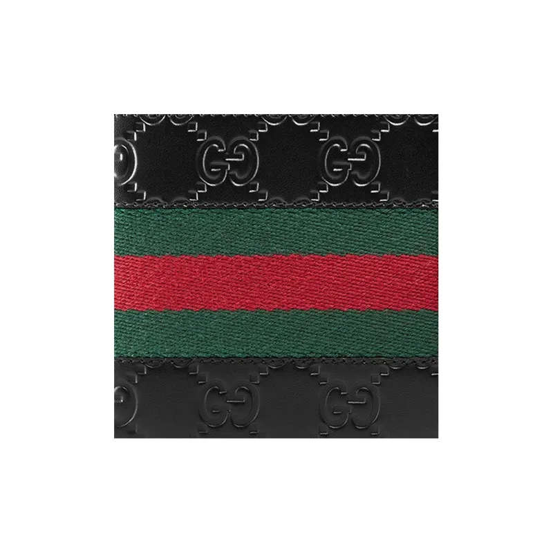 GUCCI Leather Wallet Men's Black-4