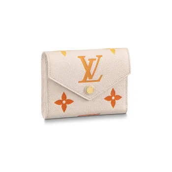 LOUIS VUITTON Leather Victoria Wallet Women's Beige