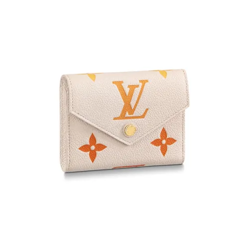 LOUIS VUITTON Leather Victoria Wallet Women's Beige
