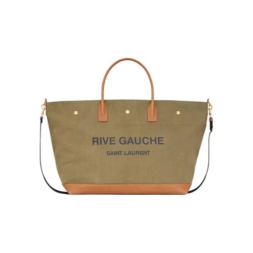 SAINT LAURENT Rive Gauche Cotton Shoulder Bag Crossbody Bag Handbag Large Size Women's Army Green