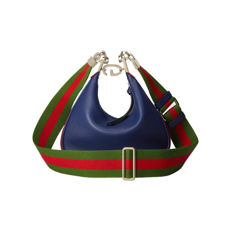GUCCI Attache Leather Dumpling Bag Portable Crossbody Bag Shoulder Bag Small Size Women's Blue-3