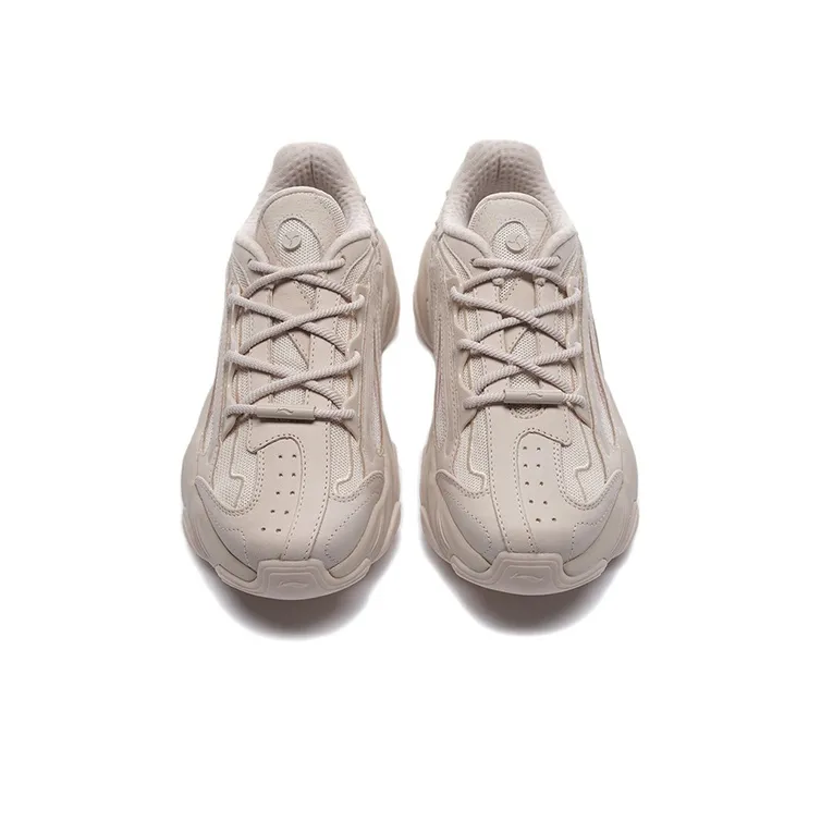 LI NING 1990 Anti Slip Wear Resistant Low Top Sports Casual Shoes Women's Light Gray Pink-2