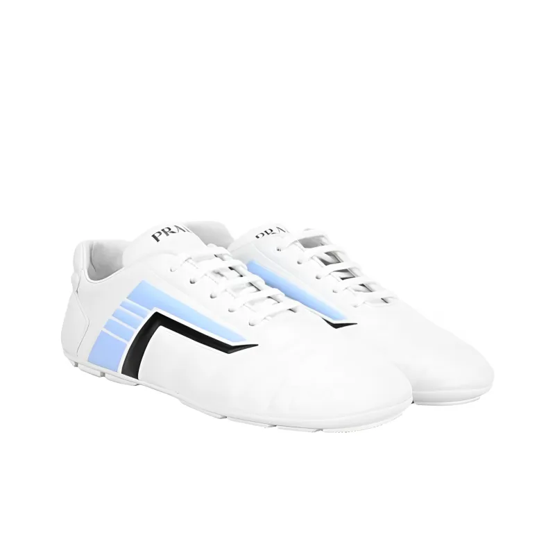 PRADA Rev Lace Up Sneakers 'White Blue' Women's-3